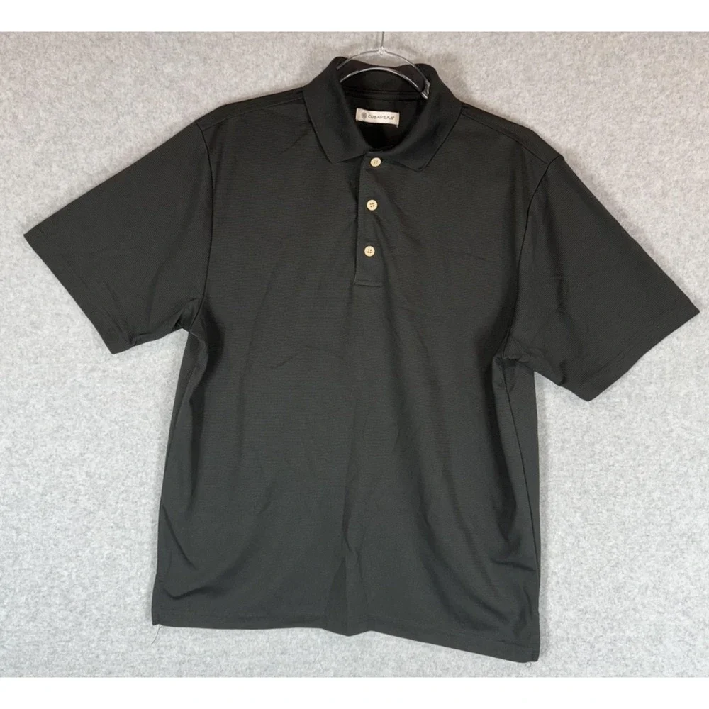 Cubavera Polo Shirt Mens Extra Large Black Textured Knit Golf Performance Casual
